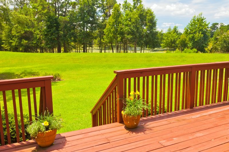 Stained Deck Rail with Holiday Decorations